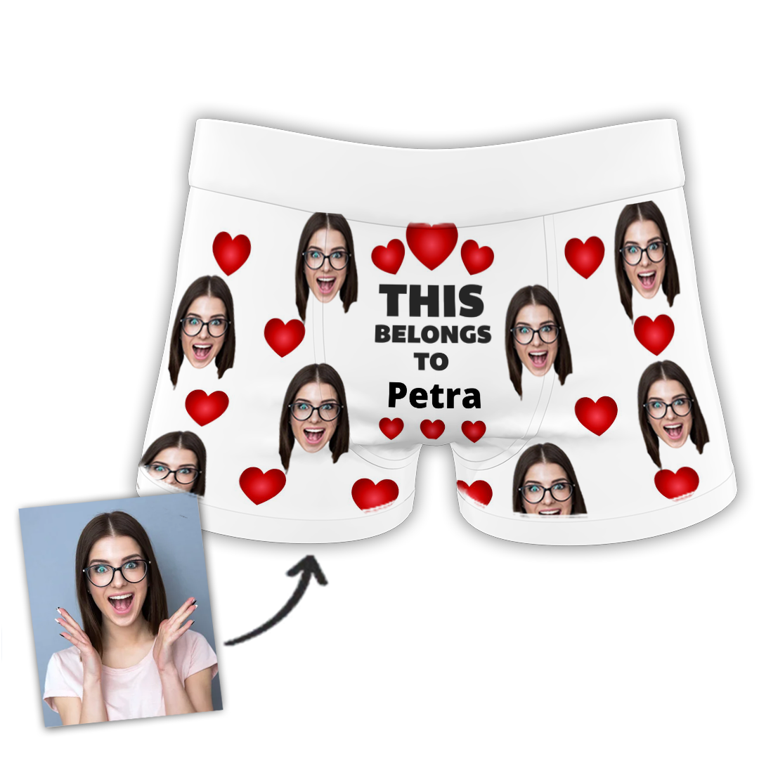 Funny personalized BELONG boxers with a picture of your face for a