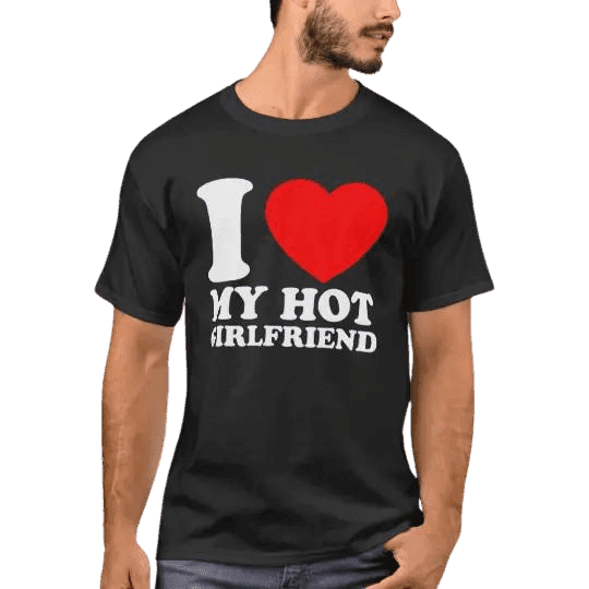 Personalizowana Koszulka I Love My Hot Girlfriend z Twoim zdjęciem na prezent - Mejkmi - Personalizowane Prezenty Dla Twoich Bliskich!