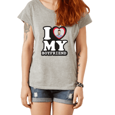 Personalizowana Koszulka I Love My Boyfriend z Twoim zdjęciem na prezent - Mejkmi - Personalizowane Prezenty Dla Twoich Bliskich!